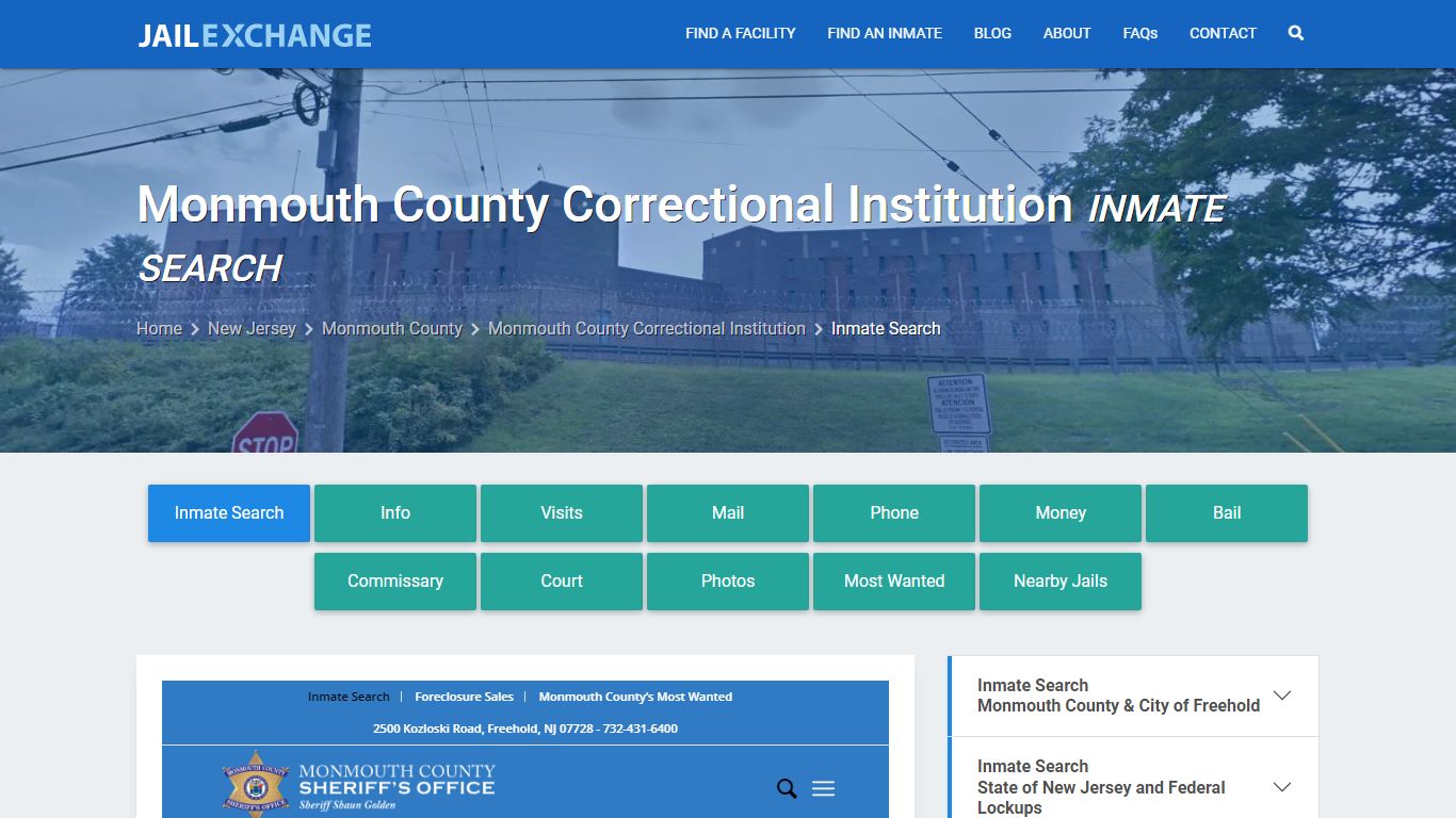 Monmouth County Correctional Institution Inmate Search